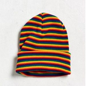 Urban Outfitters Rainbow Striped Knit Beanie!
